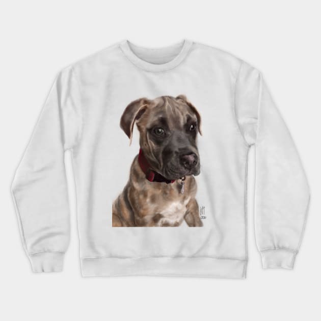 A Very Sensitive Pit Bull Puppy Crewneck Sweatshirt by LITDigitalArt